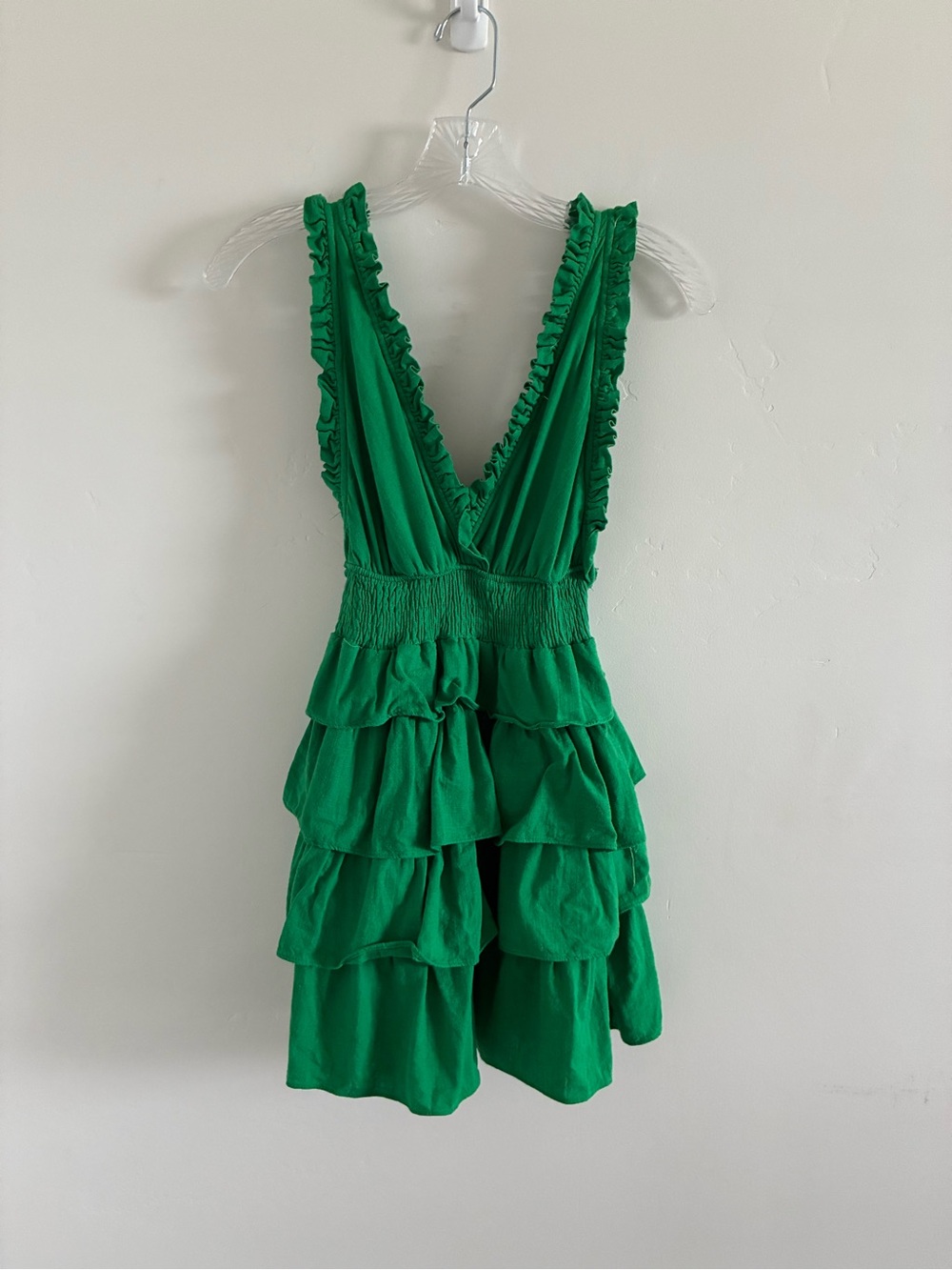 Green Ruffle Tiered Women's Tank top with Smocked Waist